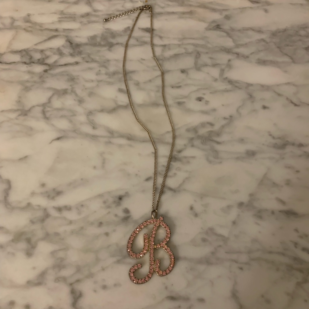 B Rhinestone Pendant Necklace
